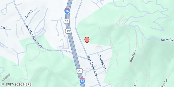 Map showing ABCCM - North Buncombe Samaritan Ministries at 403 Weaverville Hwy., Asheville, NC
