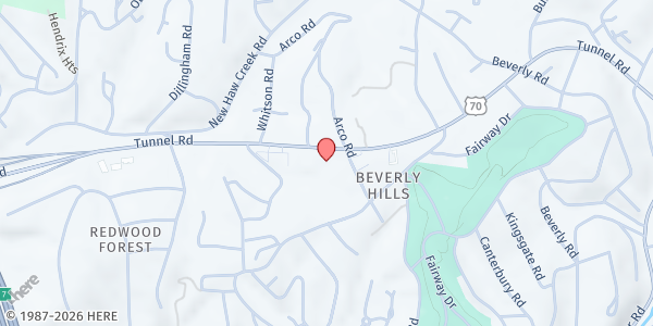 Map showing Beverly Hills Baptist - Family to Family at 777 Tunnel Rd., Asheville, NC