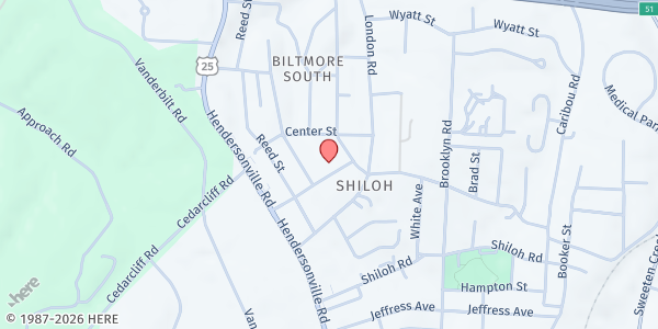 Map showing Biltmore Church of Christ at 823 Fairview Street, Asheville, NC