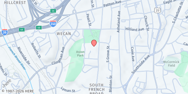 Map showing Buncombe County CEM - Aston Park Towers at 165 S. French Broad Ave., Asheville, NC