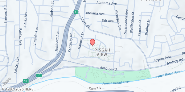 Map showing Buncombe County CEM- Pisgah View Apartments at 1 Granada St., Asheville, NC