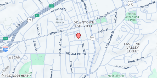 Map showing Channel of Grace (Central UMC of Asheville) at 27 Church St., Asheville, NC