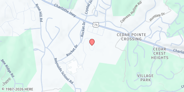 Map showing Covenant Community Church at 11 Rocket Dr., Asheville, NC