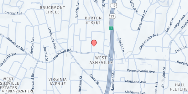 Map showing Provision Asheville at 531 Haywood Rd., Asheville, NC