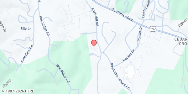 Map showing Reynolds Baptist Church at 520 Rose Hill Rd., Asheville, NC