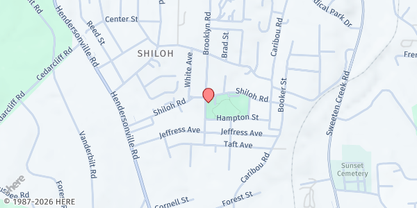 Map showing Shiloh Community Center at 121 Shiloh Rd, Asheville, NC