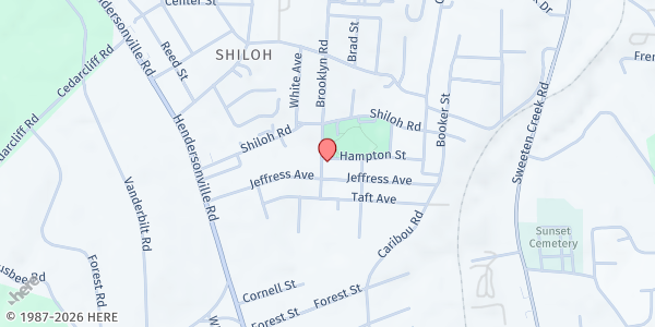 Map showing Shiloh Community Outdoor Food Pantry at 49 Hampton St, Asheville, NC