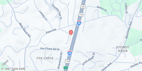 Map showing Victory Fellowship Worship Center at 450 Aiken Rd., Asheville, NC