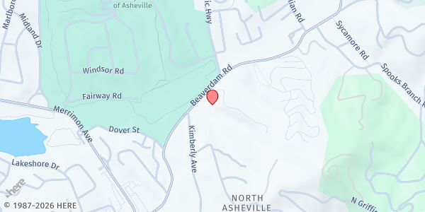 Map showing YMCA - Healthy Living Pantry at 201 Beaverdam Rd., Asheville, NC