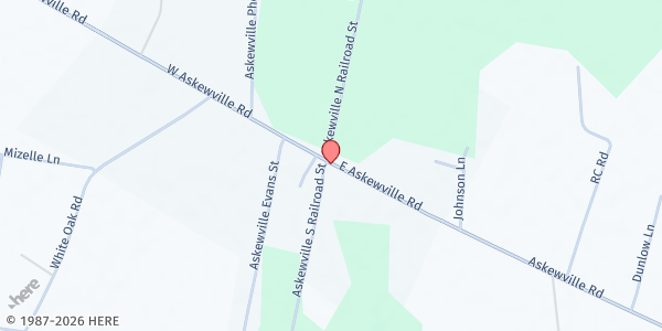 Map showing Askewville Community Food Pantry at 102 E Askewville Rd, Askewville, NC