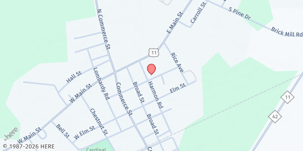 Map showing Aulander Baptist Church at 109 Harmon St, Aulander, NC