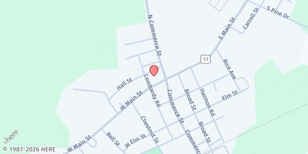 Map showing Metropolitan Church of God at 112 W. Main St., Aulander, NC