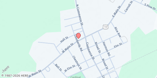 Map showing Metropolitan Church of God at 118 W Main St, Aulander, NC