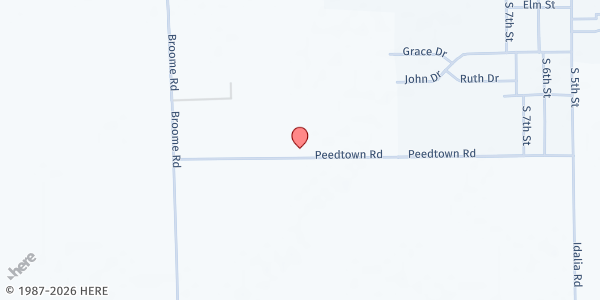 Map showing Eagles Wings Food Pantry at 1020 Peedtown Ave., Aurora, NC