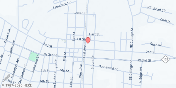 Map showing Ayden Christian Care Center at 4106 B. W. Ave., Ayden, NC