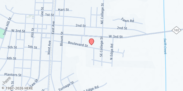 Map showing Staightway Church at 627 Boulevard Street, Ayden, NC