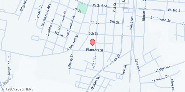 Map showing Zion Chapel Food Pantry at 377 Planters Street, Ayden, NC