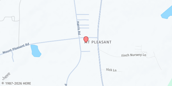 Map showing Church of the Living God at 6115 Mount Pleasant Rd., Bailey, NC