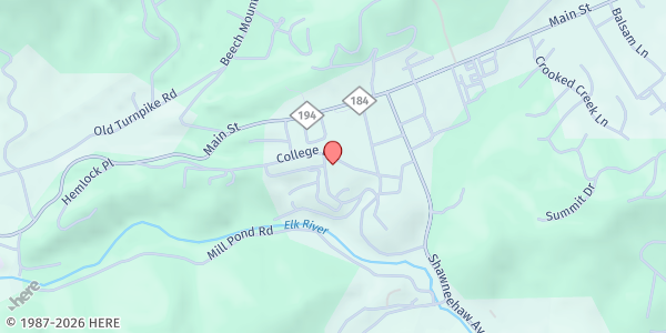 Map showing Banner Elk Presbyterian Church at 420 College Dr SW, Banner Elk, NC