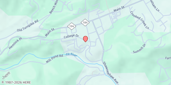 Map showing Banner Elk United Methodist Church at 486 College Dr SW, Banner Elk, NC
