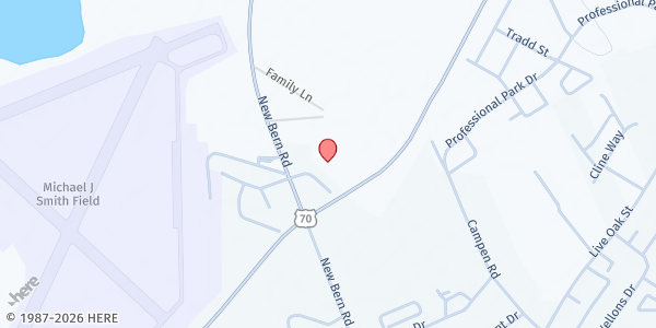 Map showing Calvary Baptist Church at 119 Bunch Rd., Beaufort, NC