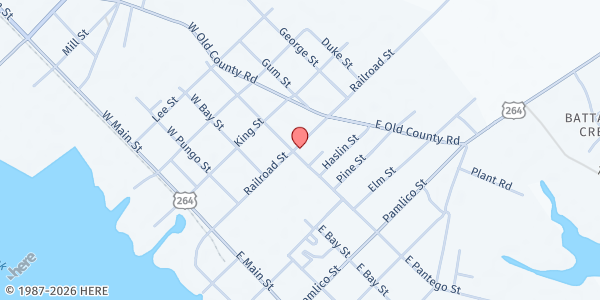 Map showing Mt. Gilead Pentecostal Church at 182 W. Pantego St., Belhaven, NC