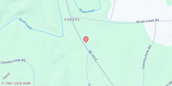 Map showing Beulah Baptist Church at 7239 NC Hwy 22-42, Bennett, NC