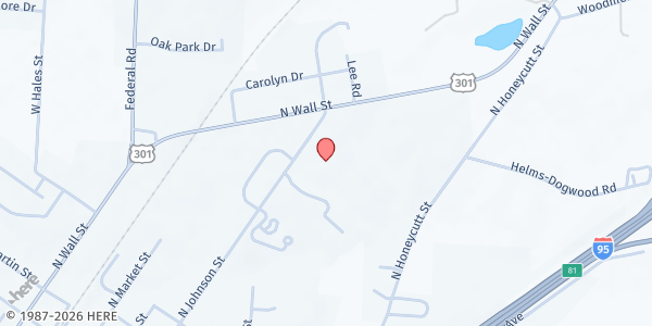 Map showing Benson Area Ministerial Association at 1204 North Johnson Street, Benson, NC