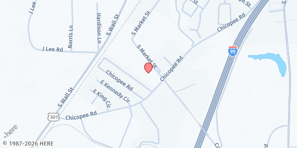 Map showing The Power of Praise Tabernacle of Deliverance Ministries at 1100 S. Market St., Benson, NC