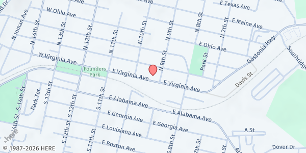 Map showing Bessemer City Crisis Center at 315 E. Virginia Ave., Bessemer City, NC