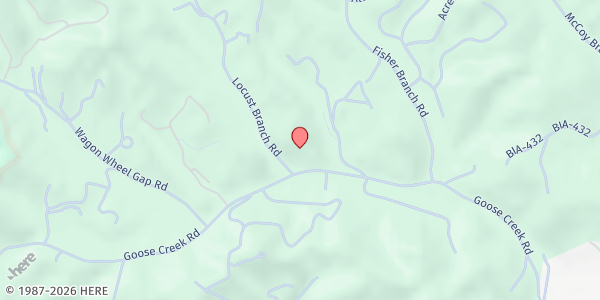 Map showing Living Waters Food Pantry at 30 Locust Rd., Birdtown, NC