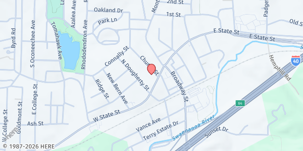 Map showing Black Mountain Open Table at 101 Church St., Black Mountain, NC