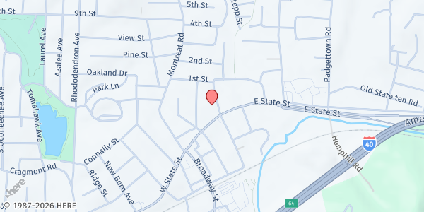 Map showing Swannanoa Valley Christian Ministry at 101 North Ridgeway Avenue, Black Mountain, NC