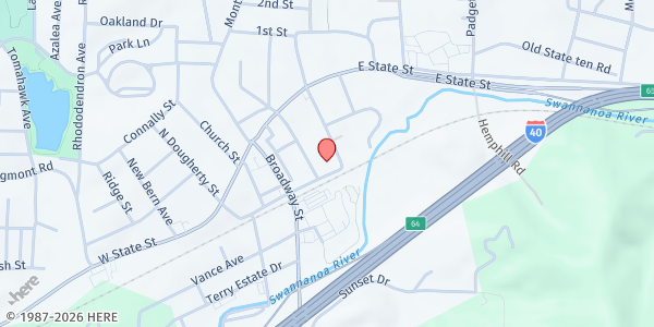 Map showing The Railyard Black Mountain at 141 Richardson Blvd., Black Mountain, NC