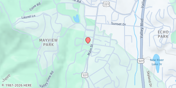 Map showing Blowing Rock Cares Food Pantry at 1218 Main St, Blowing Rock, NC
