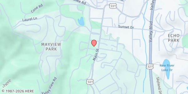 Map showing Blowing Rock Cares Food Pantry at 1218 Main St., Blowing Rock, NC