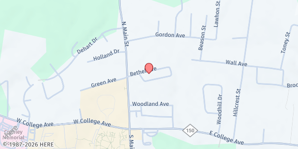 Map showing Green Bethel Baptist Church at 120 Bethel Ave., Boiling Springs, NC