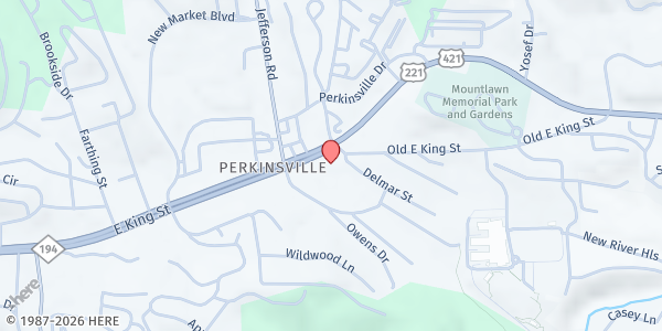 Map showing Cornerstone Summit Church at 1100 E. King St., Boone, NC