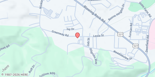 Map showing Greenway Baptist Church at 880 Greenway Rd, Boone, NC