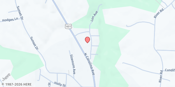 Map showing Divino Redentor Catholic Church at 209 Lon Ave, Boonville, NC