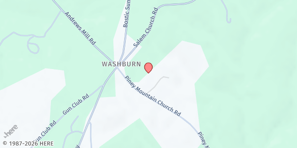 Map showing Washburn Community Outreach at 2934 Piney Mountain Church Rd, Bostic, NC