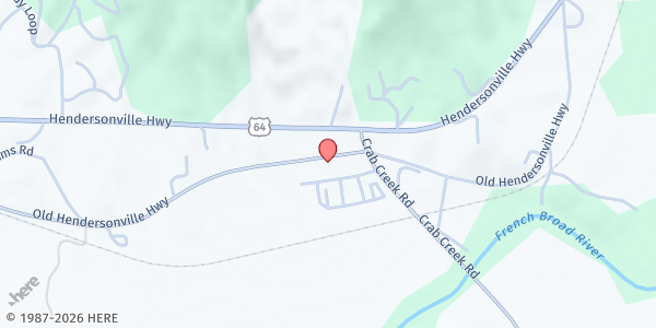 Map showing The Hunger Coalition of Transylvania County at 5714 Old Hendersonville Highway, Brevard, NC