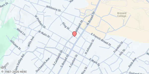 Map showing The Salvation Army - Brevard at 126 N. Caldwell St., Brevard, NC