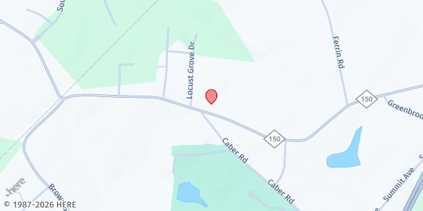 Map showing Locust Grove Baptist Church at 4707 NC Hwy 150, Browns Summit, NC