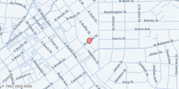 Map showing Alamance County Community Services - Burlington at 236 N. Mebane St, Burlington, NC