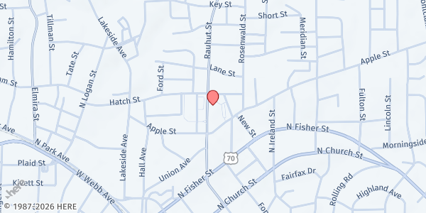 Map showing Amos of Alamance - Burlington at 617 Rauhut St, Burlington, NC
