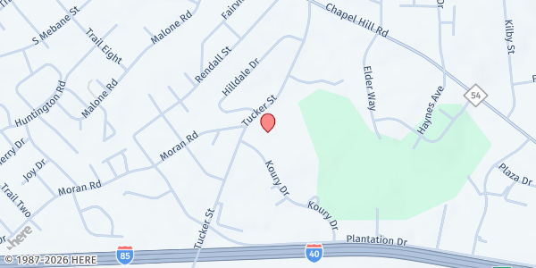 Map showing Blessed Sacrament Catholic Church at 328 W. David St., Burlington, NC