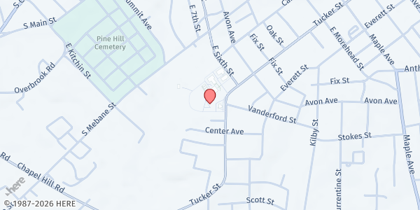 Map showing Burlington Assembly of God at 903 Tucker St., Burlington, NC