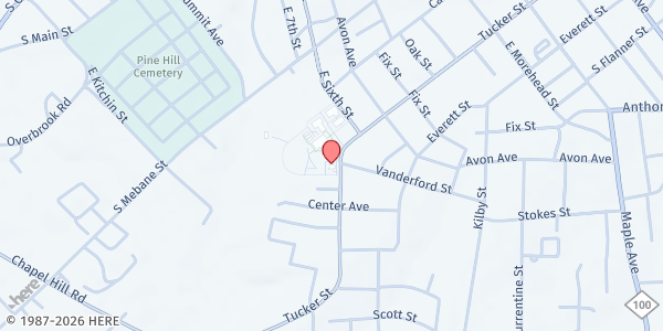 Map showing Burlington Assembly of God at 903 Tucker St, Burlington, NC