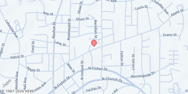 Map showing Ebenezer UCC Food Pantry at 734 Apple St., Burlington, NC